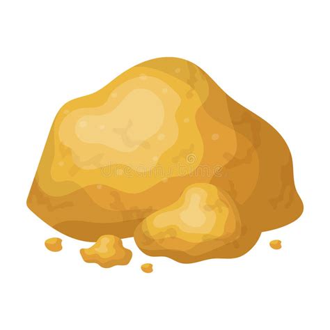 Golden Ore Icon In Cartoon Style Isolated On White Background Precious