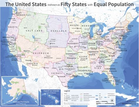 The 50 States Redrawn With Equal Population The Washington Post
