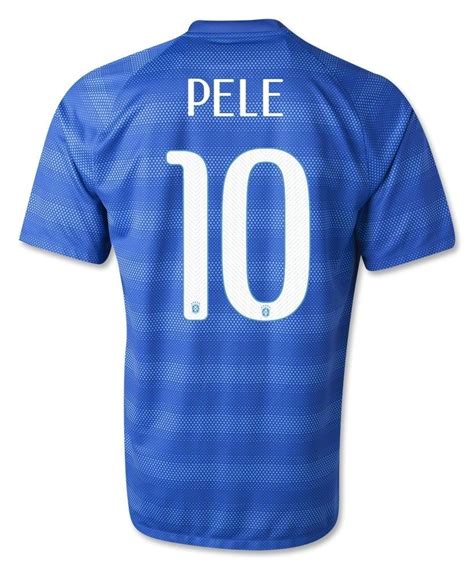 Nike Pele Brazil Authentic Away Jersey Fifa World Cup Brasil 2014 Blue