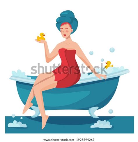 Vector Illustration Girl After Taking Bath Stock Vector Royalty Free