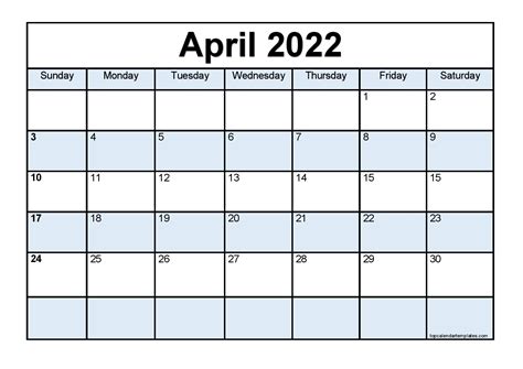 April 2022 Calendar Template Printable Print Now April 2022 Calendar
