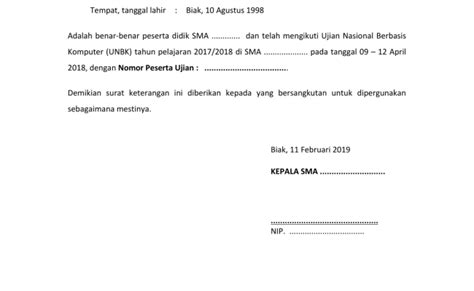 Contoh Surat Keterangan Peserta Ujian Nasional Theme Loader