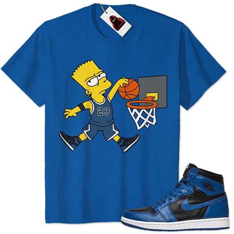 Bart Simpson Slam Dunk Basketball Blue Air Jordan 1 Dark Marina Blue