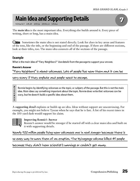13 Best Images Of Idea Supporting And Main Worksheets Details Practice