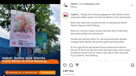 Heboh Baliho Ajakan Pesta Miras Khusus Cewek Di Kota Malang Posisinya