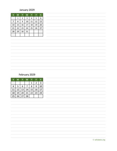 Printable Bi Monthly 2029 Calendar