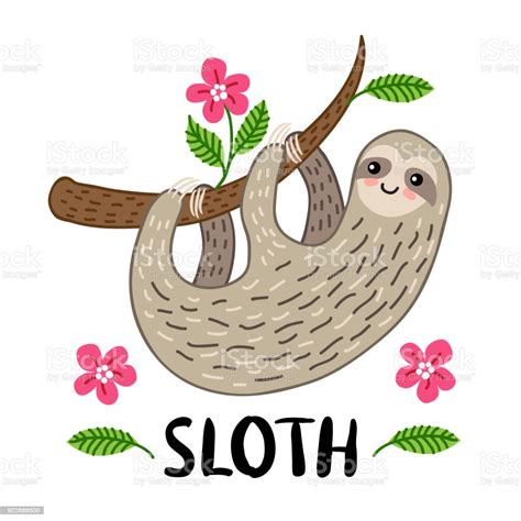 Find images of cartoon animals. Cute Cartoon Sloth Stock Illustration - Download Image Now ...
