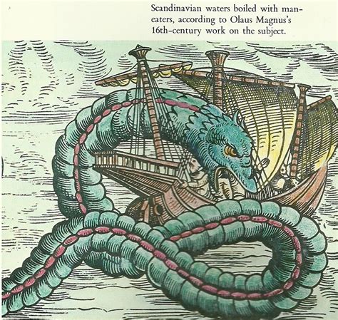 Classic Woodcut Sea Serpent Here Colorized From The Book Into The