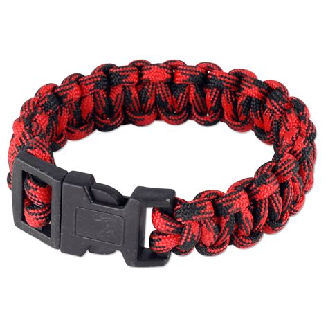 A complete range of custom made paracord survival bracelets, our range includes: 8" Camo Mix Paracord Bracelet 8"x3/4" Red/Black (1-Pc)