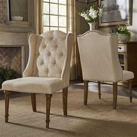 Shop Gilderoy Button Tufted Wingback Dining Chairs Set Of 2 By