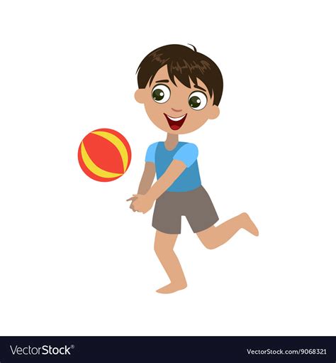 Boy Playing With The Ball Royalty Free Vector Image
