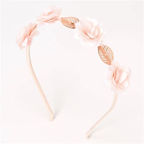 Rose Gold Flower Leaf Headband Blush Pink Women Of Edm