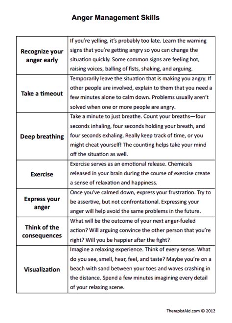 Anger Management Worksheets For Adults - Worksheets Master