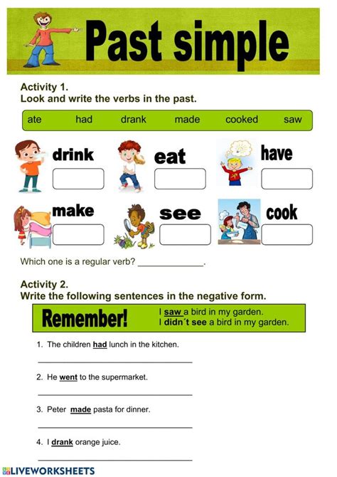 Past Simple Interactive Worksheet Simple Past Tense English Lessons