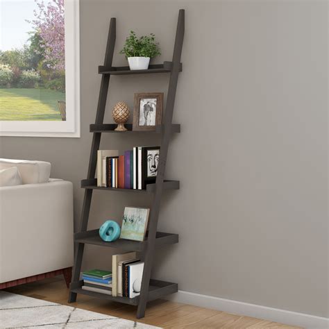 Somerset Home Leaning Ladder Shelves 5 Tier Stand In Slate Gray