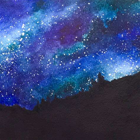 A Starry Night With Watercolours In 2023 Watercolor Night Sky