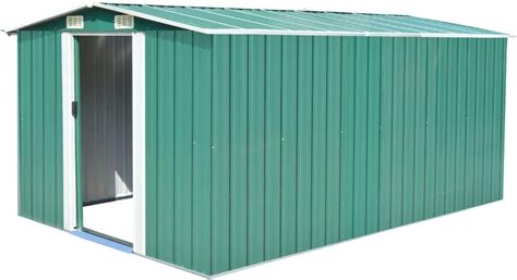 Vidaxl Garden Shed 257x398x178cm Metal Green Patio Storage Garage House