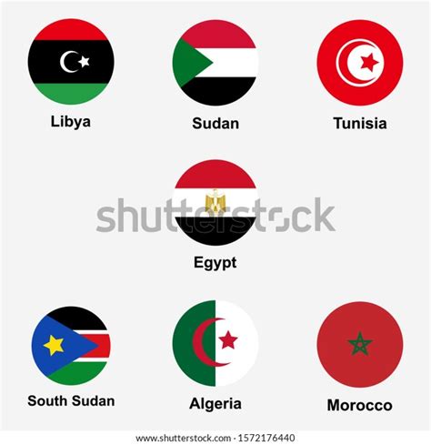 Northern African Countries Flags Icon Set Stock Vector Royalty Free
