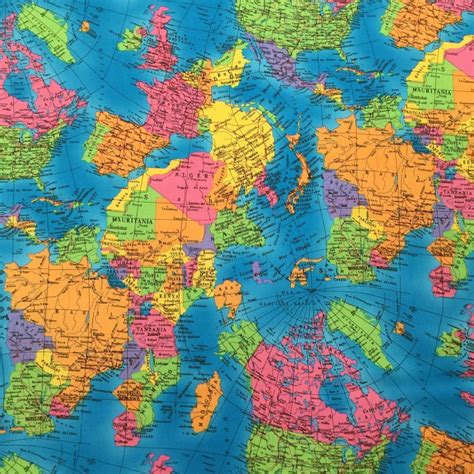 Bst Fabrics Ltd Brings You This Fun Map Of The World 100 Cotton Printed