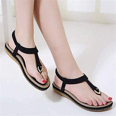 Fashion Womens Comfy Sandals Comfort Slip On Summers Sandals Black