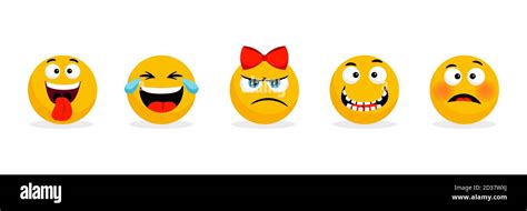 Gelbe Gesichter Emoticons Vektor Cartoon Lustige Smileys Gesichter