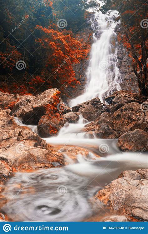 Waterfall In Autumn At Sarika National Park Stock Photo Image Of