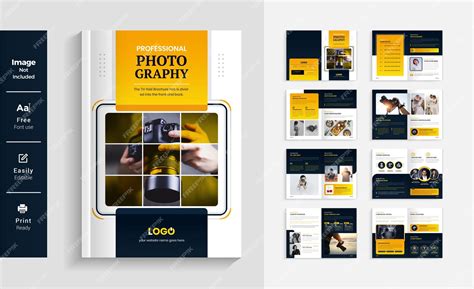 Premium Vector 16 Pages Photography Brochure Design Template Colorful