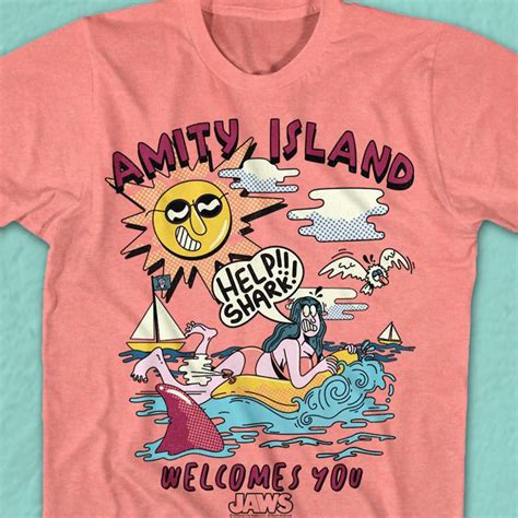 Amity Island Welcomes You Illustration Jaws T Shirt