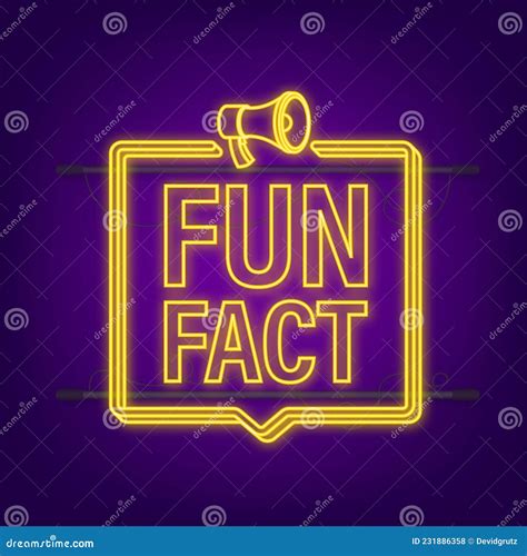 Fun Fact Neon Sign. Glowing Neon Lettering Fun Fact Template Cartoon