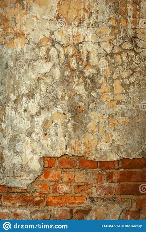 Empty Old Brick Wall Texture Painted Distressed Wall