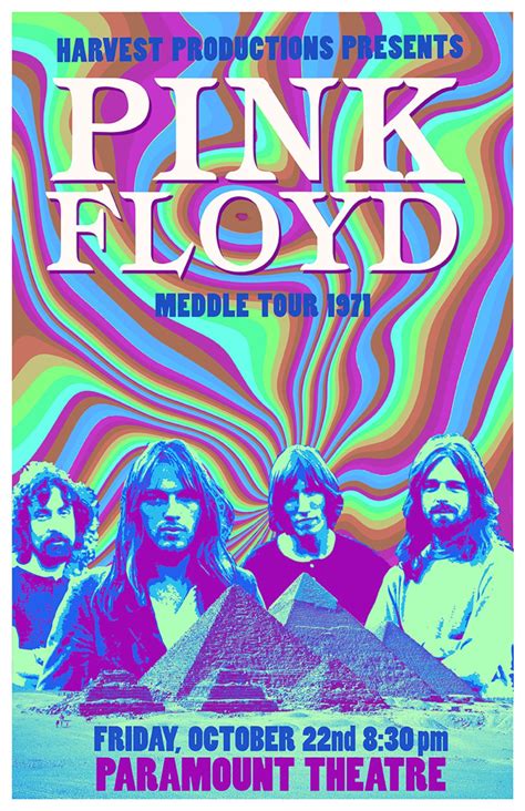 Pink Floyd Vintage Style Poster Pink Floyd Tour Poster Retro Rock