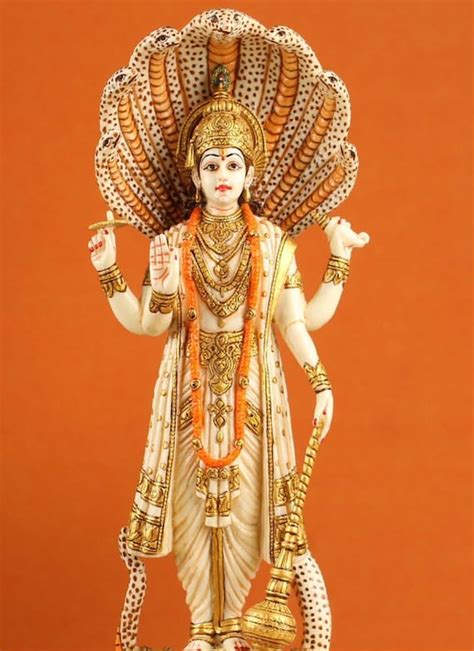 Hindu Gott Lord Vishnu Idol IN Marmor Staub Skulpturen Figurinen Statue