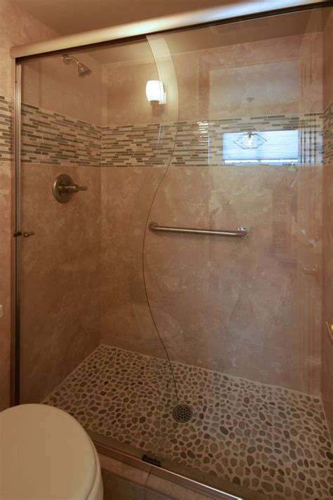 Travertine Shower With River Rock Floor Chris Maxwell