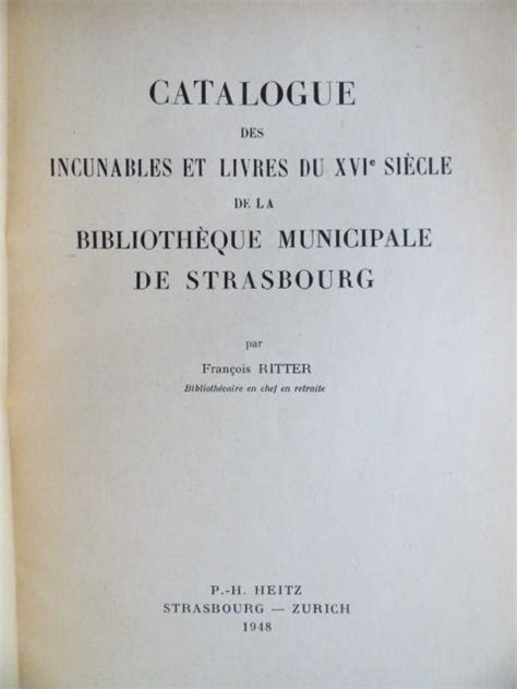 françois ritter catalogue des incunables et livres du catawiki