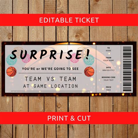 Surprise Basketball Ticket Template T Surprise Game Ticket