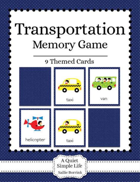Transportation Memory Game Printable The Faithful Christian Woman