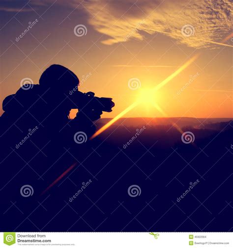 Photographer In The Morning Stock Photo Image Of Dawn Mist 45922564