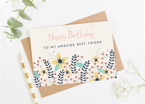 No matter the method, your friendly gesture will brighten someone's day! best friend birthday card floral bright by norma&dorothy ...