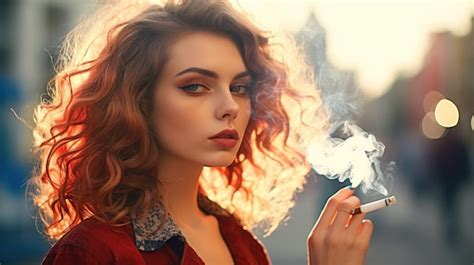 premium ai image attractive and beautiful woman smoking