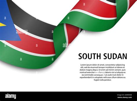 cinta ondeando o banner con bandera de sudán del sur plantilla de diseño de carteles del día de