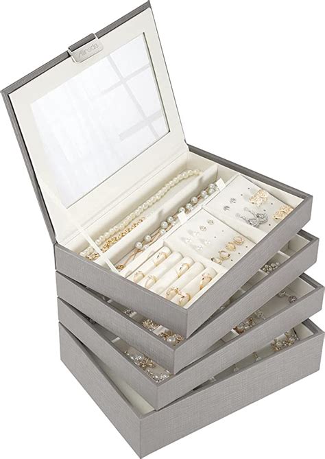 Allinside Stackable Jewelry Tray Box Sets Organizer With