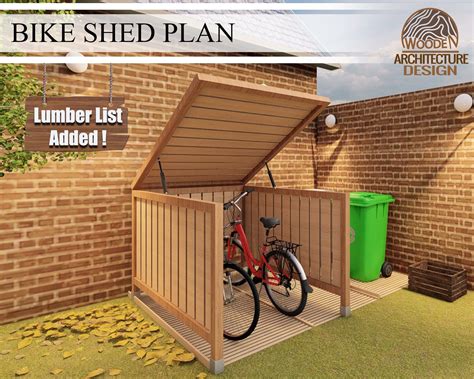 Bike Shed Plans For Two Bicycle Architecture Wooden Storage Etsy