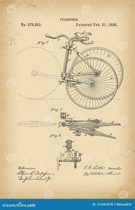 1888 Patent Velocipede Folding Bicycle Archival History Invention Stock