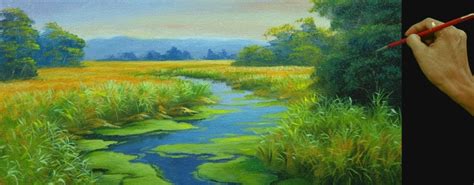 Acrylic Painting Tutorial Realistic Landscape With Green River