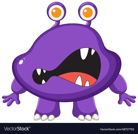 Purple Alien Monster Cartoon Character Royalty Free Vector