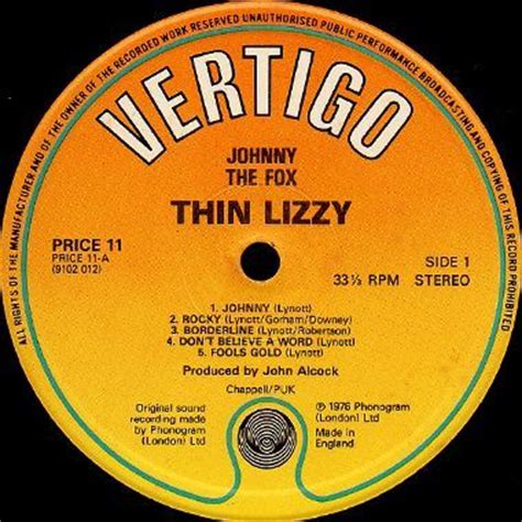 Thin Lizzy Johnny The Fox Breakwell Records
