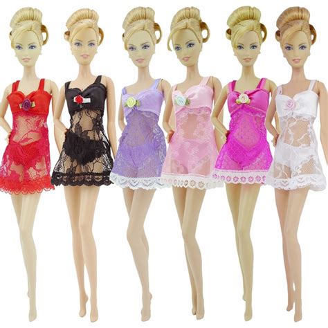 Sexy Colourful Pajamas Lingerie Nightwear Lace Dress Bra Underwear Clothes For Barbie Doll