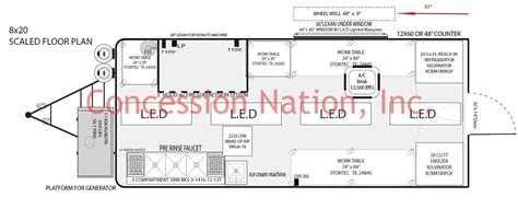 The house floor integrates down into the trailer frame to lower the floor and maximize head space. Flippin Donuts 8x20 trailer floor plan - Custom Food ...