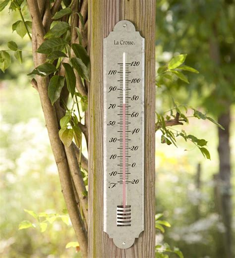 Large Galvanized Metal Thermometer Wind And Weather