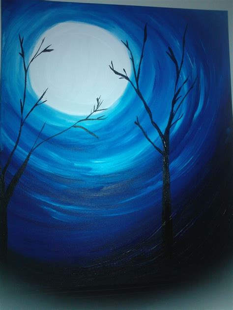 Pin By Kelly Fisher On Painting Inspirations Moon Painting Night